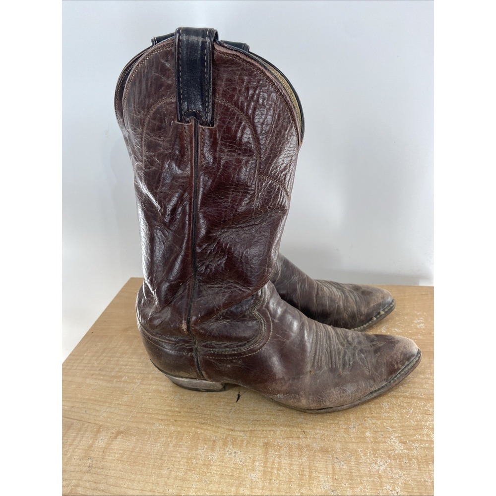 Justin Boots 1342 Size 9 D Men's Brown Leather Vintage Cowboy Western Boots